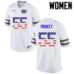 Women's Florida Gators #55 Mike Pouncey NCAA Nike White USA Flag Fashion Authentic Stitched College Football Jersey ISX3662RI